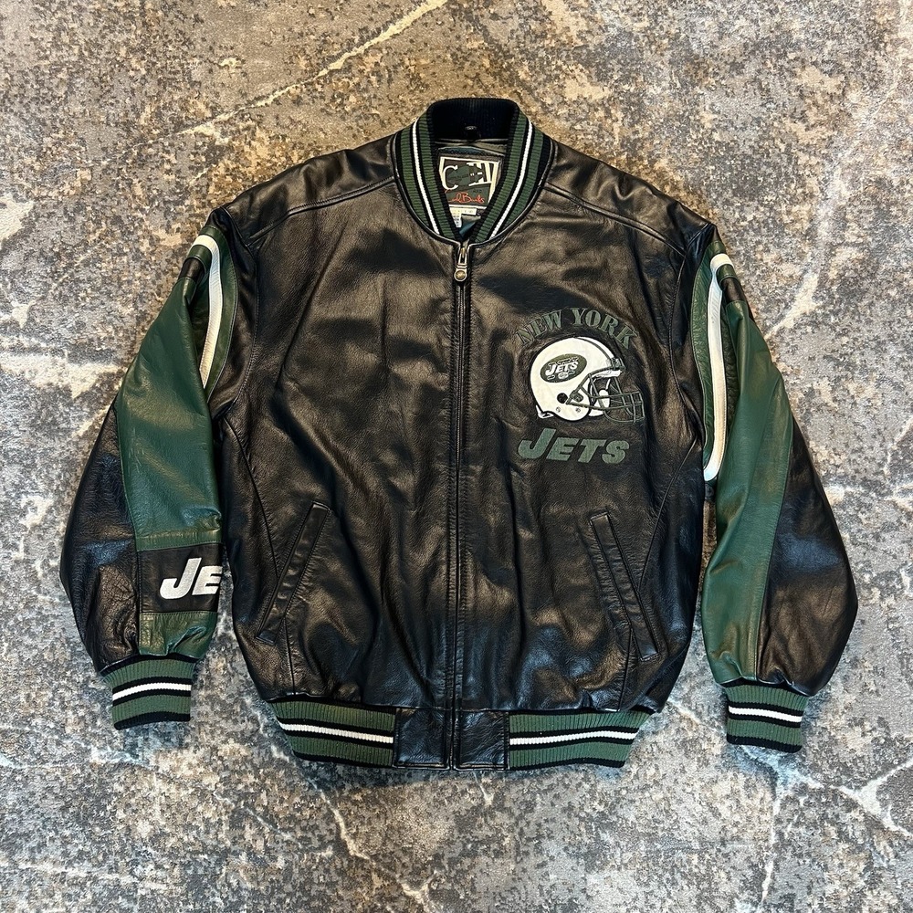 Vintage Carl Banks G-III New York Jets Leather Jacket‎ Size L